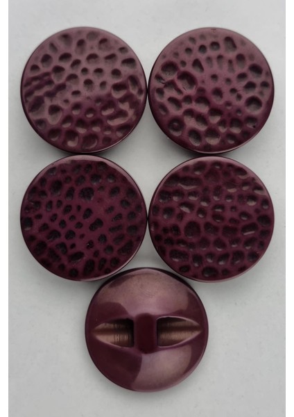 Büyük Boy Akrilik Desenli Deliksiz Mürdüm Kaban Çeket Hırka Yelek Düğmesi 5 Adet