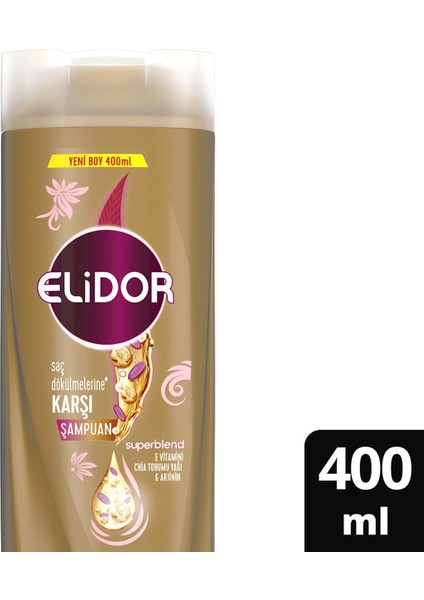 Superblend Saç Dökülmelerine Karşı Şampuan Chia Tohumu Yağı Arjinin 400 ml x 3 Adet modelleri