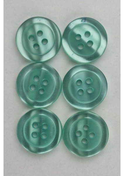 Akrilik Dört Delikli Parlak Mint Kaban Çeket Hırka Yelek Düğmesi 6 Adet
