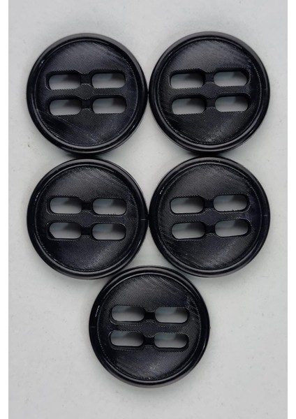 Büyük Akrilik Dikdörtgen Delikli Siyah Kaban Çeket Hırka Yelek Düğmesi 5 Adet