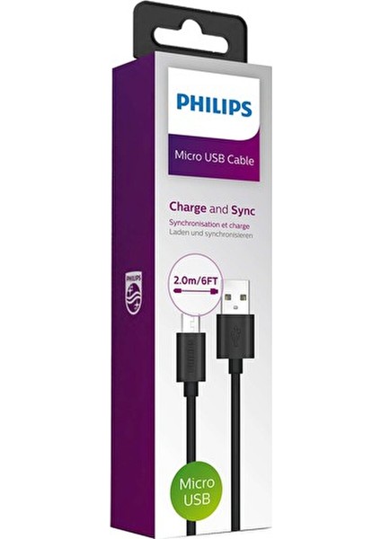 Usba To Micro 3A 45W Universal Hızlı Şarj ve Data Kablosu 2m Siyah DLC3106U