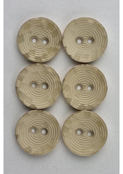 Akrilik Yuvarlak Daire Desenli Mat Bej Kaban Çeket Hırka Yelek Düğmesi 6 Adet