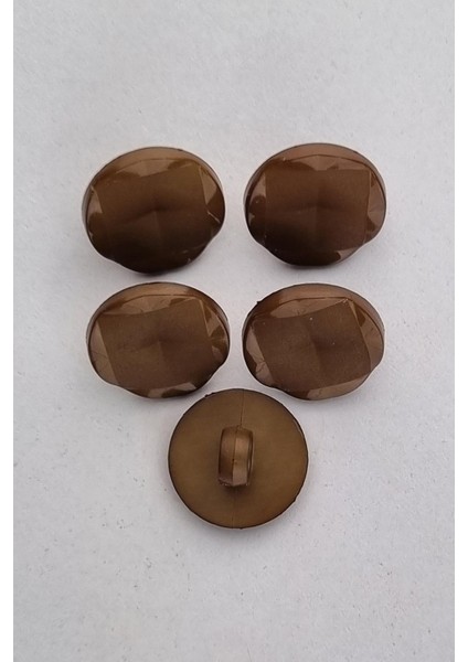 Küçük Akrilik Kare Desenli Yuvarlak Açık Kahverengi Kaban Çeket Hırka Yelek Düğmesi 5 Adet