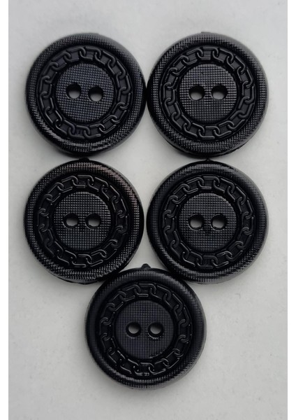 Büyük Boy Zincir Desenli Akrilik Siyah Kaban Çeket Hırka Yelek Düğmesi 5 Adet