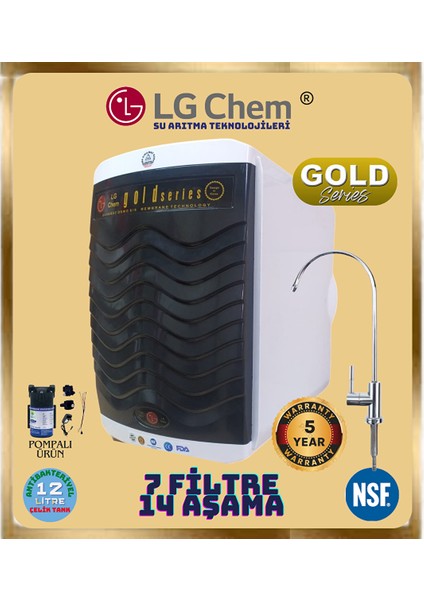 Gold Plus Pompali Beyaz-Si̇yah Renk 14 Aşama 7 Fi̇li̇tre 12 Li̇tre Su Aritma Ci̇hazi