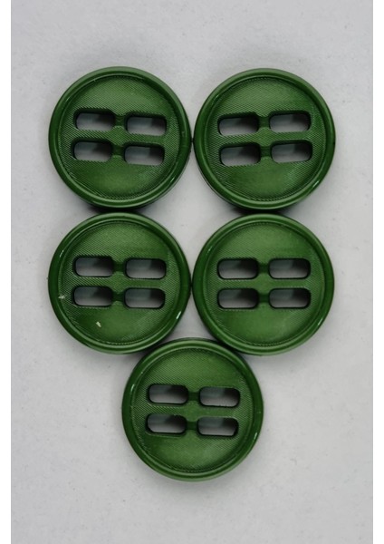 Orta Akrilik Dikdörtgen Delikli Yeşil Kaban Çeket Hırka Yelek Düğmesi 5 Adet