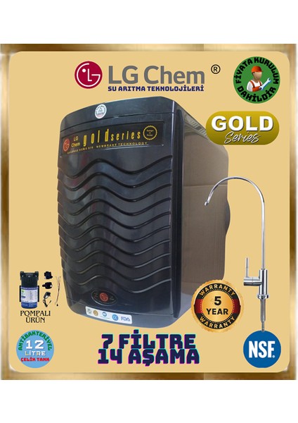 Gold Plus Pompali Montaj Dahi̇l Si̇yah Renk 14 Aşama 7 Fi̇li̇tre 12 Li̇tre Su Aritma Ci̇hazi