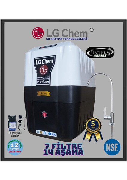 Platinum 12 Litre 14 Aşama 7 Filitre Pompalı Su Arıtma Cihazı