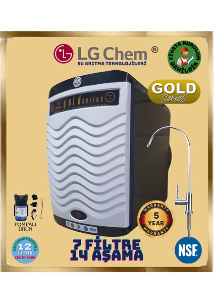 Gold Plus Pompali Montaj Dahi̇l Si̇yah-Beyaz Renk 14 Aşama 7 Fi̇li̇tre 12 Li̇tre Su Aritma Ci̇hazi
