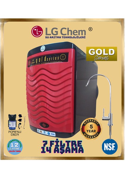 Gold Plus Pompali Si̇yah-Kirmizi Renk 14 Aşama 7 Fi̇li̇tre 12 Li̇tre Su Aritma Ci̇hazi