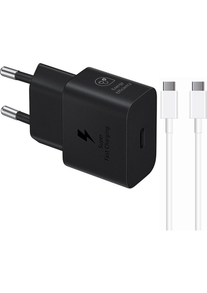 Galaxy S24 Plus Ile Uyumlu T2510N 25W Şarj Aleti Type-C To Type-C 6A 120W 2metre Kablolu Siyah