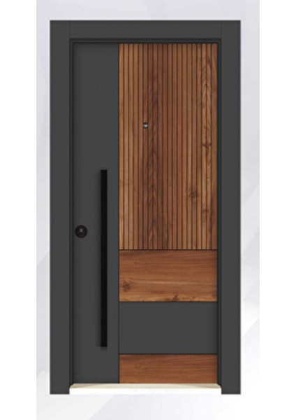 Rawdoor Rustik Seri 3001 Sağ Yön Çelik Kapı Saruhan-Antrasit