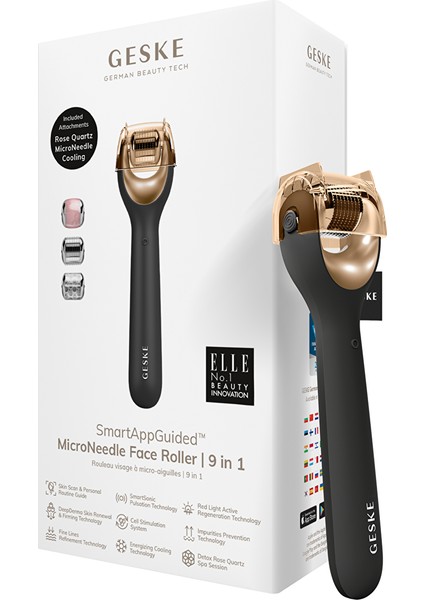 Mikro Iğneli, Buz Başlığı, Pembe Kuvars Başlıklı Dermaroller Cihaz | Microneedle Face Roller Siyah