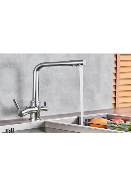 3 Yollu Oval Krom Musluk - 3 Yollu Evi̇ye Bataryasi Aritma Çikişli