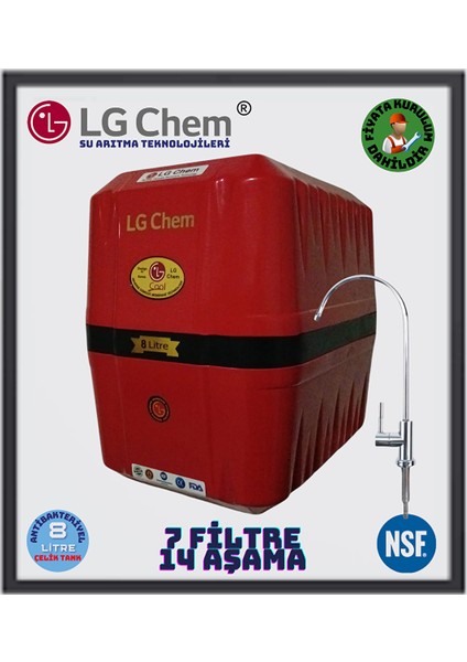 Cool Kirmizi Montaj Dahi̇l 7 Fi̇li̇tre 14 Aşama Mi̇neral ve Alkali̇ Ph Fi̇li̇treli̇ Su Aritma Ci̇hazi.
