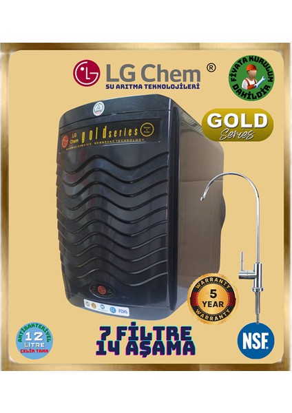 Gold Plus Ücretsi̇z Montaj Si̇yah Renk 14 Aşama 7 Fi̇li̇tre 12 Li̇tre Su Aritma Ci̇hazi