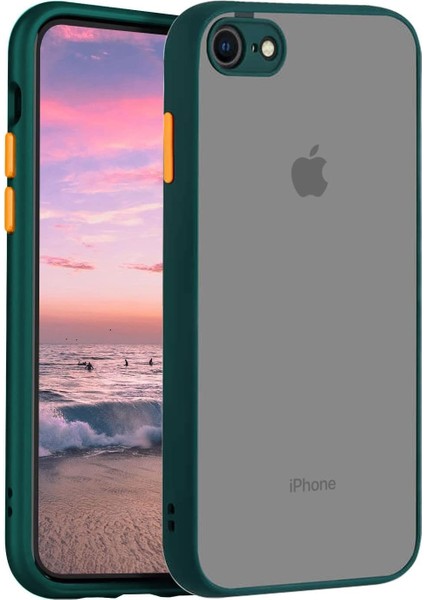 iPhone 7/8 / Se 2020 / Se 2022 Uyumlu Kılıf | Kamera Korumalı Kenar Korumalı Arka Kapak (Yeşil)