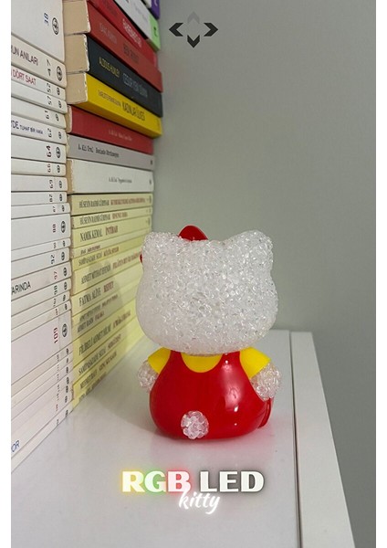 Rgb LED Işıklı Gece Lambası Masa Lambası Renkli Işıklı Lamba Mini Dekoratif Lamba Biblo Minny Kitty