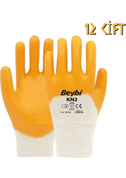 Pamuk-Nitril 3/4 Kaplama Iş Eldiveni Kn2 No: 10 - 12 Çift