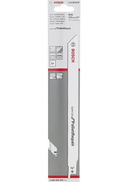 S 1125 Vfr 165MM 5'li Az Titreşimli Palet TESTERESI 2608658036