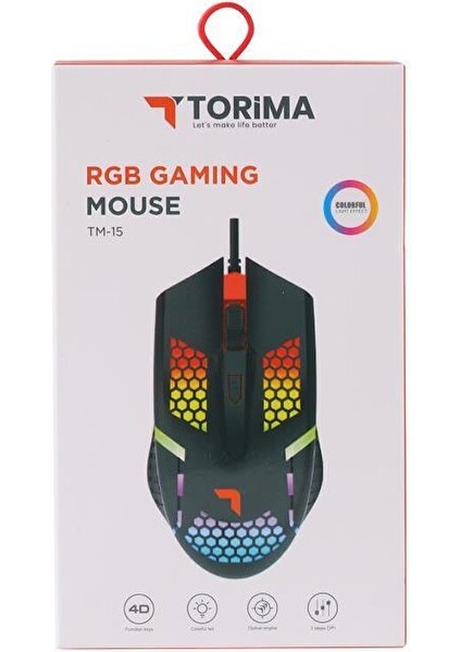 Torima Tm-15 USB Rgb Aydınlatmalı Gaming Oyuncu Mouse Siyah