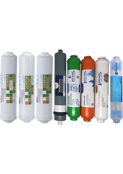 Kapalı Kasa Su Arıtma Cihazlarına Uyumlu Platinium Mebranlı Alkali + Mineral+ Detox 8'li Set