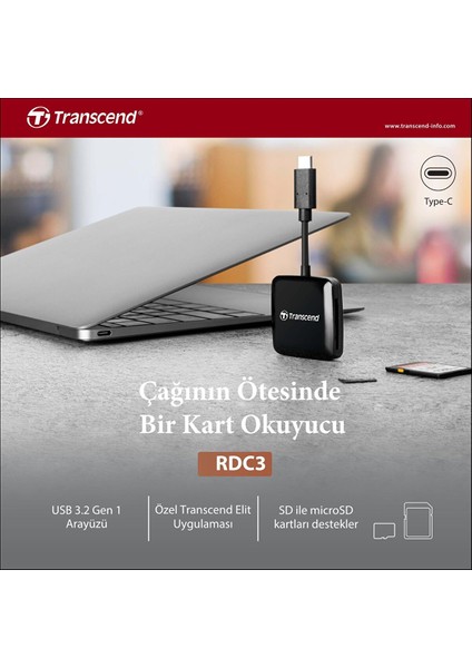 Ts-Rdc3 Sd/microsd, USB 3.2 Gen 1, Siyah, Type C Kart Okuyucu fiyatları