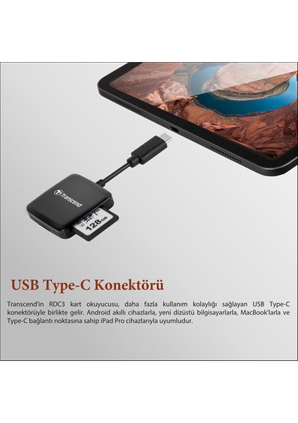 Ts-Rdc3 Sd/microsd, USB 3.2 Gen 1, Siyah, Type C Kart Okuyucu modelleri