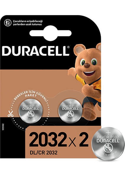 Özel 2032 Lityum Düğme Pil 3V, 2 Li Paket (CR2032)