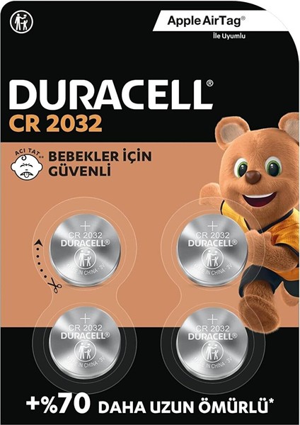 Cr 2032 Lityum Düğme Pil (4’lü Paket) 3V, (CR2032)