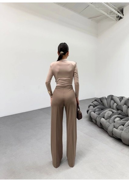 230 gr Poly Viscose Lycra Metal Düğme Palazzo Pantolon fiyatları