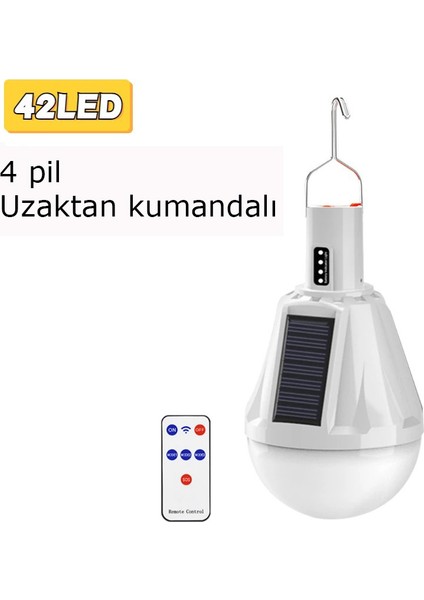 Solar LED Güneş Enerjili Şarjlı Bahçe Kamp Uzaktan Kumandalı Işık