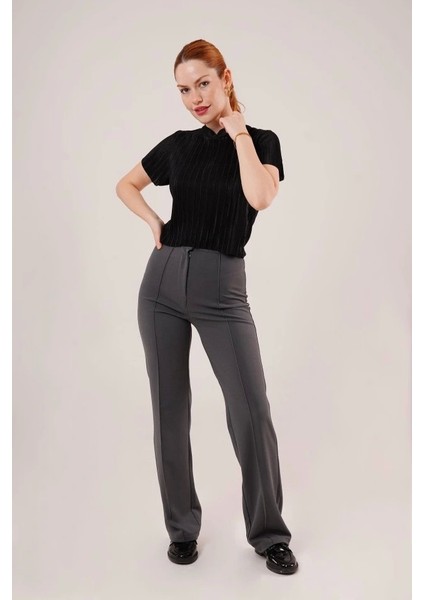 Fitilli Kısa Kollu Parlak Siyah Bluz modelleri