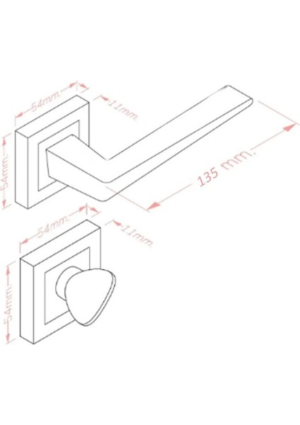 Stilo Inox 5 Adet Oda 2 Adet Wc Kare Rozetli Kapı Kolu Set