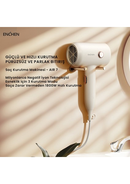 Air 7 1800 Watt Negatif Iyonik Teknoloji 3 Sıcaklık Modlu Saç Kurutma Makinesi fiyatları