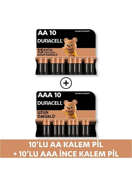 Alkalin Aaa 10'lu Paket + Alkalin Aa 10'lu Paket Piller