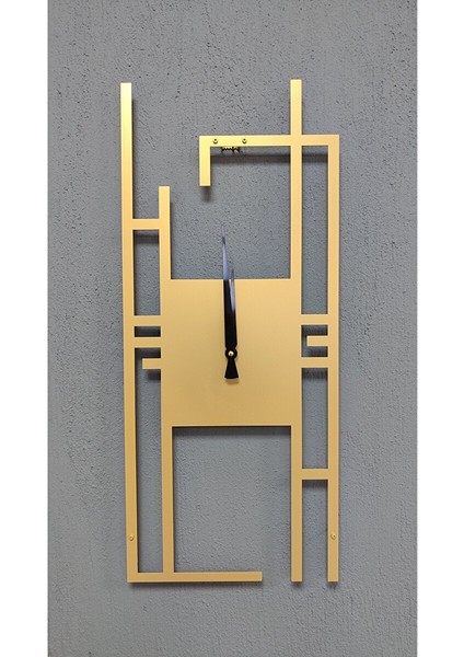 Carisma Metal Gold/altın Dikdörtgen Duvar Saati - Ev/ofis Saati - Hediye Saat - 60 x 26 cm 60X25 cm