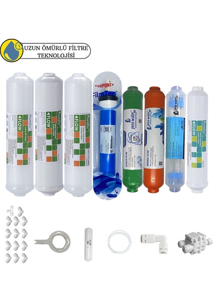 Purefer Kapalı Kasa Su Arıtma Cihazları Sertifikal 8li Filmtec Dupon Mebran Mineral +Alkalili+Detox
