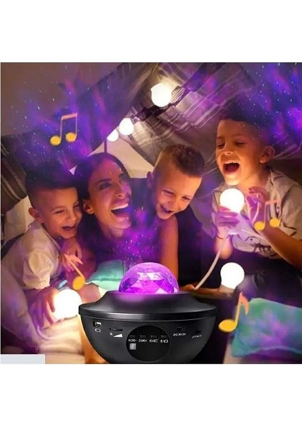 Torima Lw-34 Siyah Starry LED Lazer Projektör Bluetooth Müzik Hoparlör Uzaktan Kumandalı Gece Lambası indirimleri