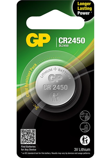 Batteries CR2450 2450 Boy Lityum Düğme Pil 3 Volt Tekli Kart