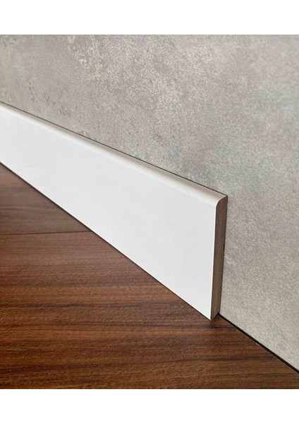 By Istanbul 25MT 8cm Saten Beyaz Düz Model Folyo Laminat Parke Süpürgelik 10MM
