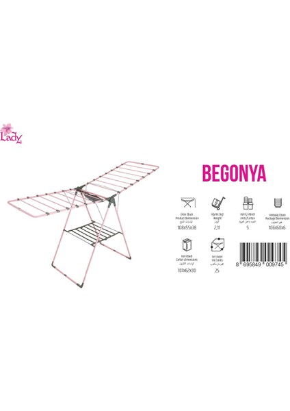 Lady Begonya Çamaşır Kurutma Askısı - Kurutmalık 108X55X38 cm fırsatları