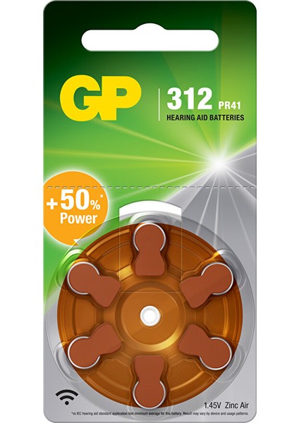 Batteries ZA312 DA312/AC312/ZA312 Boy Işitme Cihazı Kulaklık Pili 1.45 Volt 6lı Kart