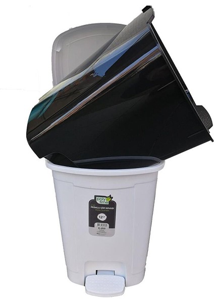 Polytime Pedallı Basmalı 6 Litre Çöp Kutusu Kovası - Çıkarılabilir Iç Kovalı - Krem - 28 x 22 x 22 cm fiyatları
