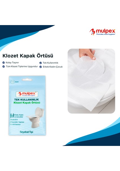 Tek Kullanımlık Suda Çözünür Klozet Kapak Örtüsü - 10 Lu Paket | Hijyenik ve Pratik Seyahat Aksesuarı