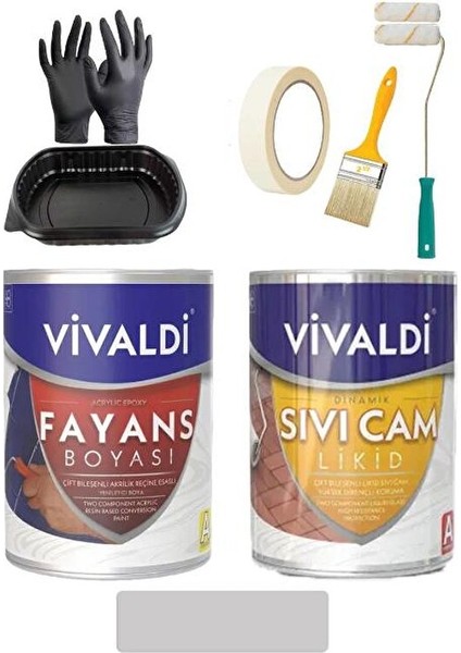 Fayans Boyası Seti Sıvı Cam ve Uygulama Seti Tezgah, Mermer, Banyo, Mutfak Boyama Seti 1 Lt Pembe Inci