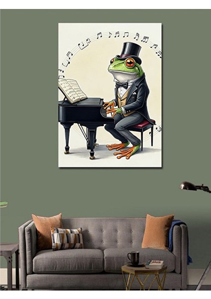 Kanvas Tablo Piyanist Kurbağa 70X100 cm modelleri