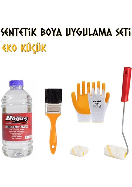 Boya Uygulama Seti Eko Küçük - Tiner-Fırça-Rulo-Eldiven