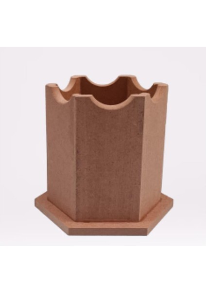 Hobi 90063 Dekoratif Kalemlik Ahşap Altıgen Ham Mdf El Yapım