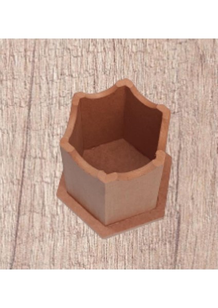 Hobi 90063 Dekoratif Kalemlik Ahşap Altıgen Ham Mdf El Yapım
